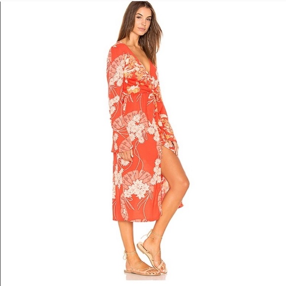 Free People Orange Floral Midi Dress - Picture 4 of 5